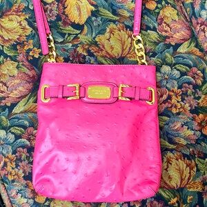 Michael Kors Hamilton leather crossbody bag pink with gold details